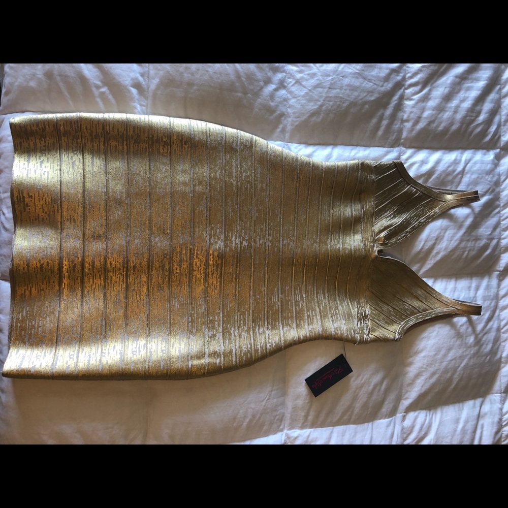 SEXY NWT Hot Miami Styles Gold Bandage Dress